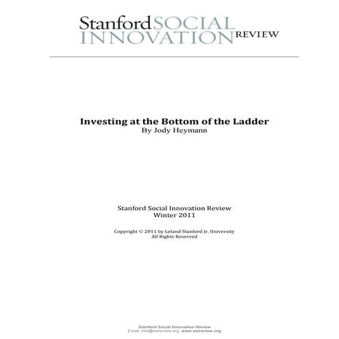 Investing at the bottom   Jody Heymann