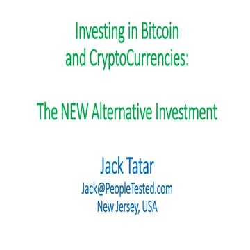 Investing in Bitcoin and CryptoCurrencies 