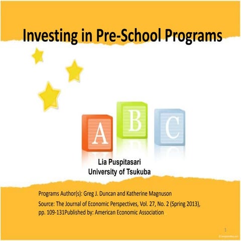Investing in pre school programs