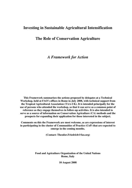 Investing in sustainable agriculture intensification