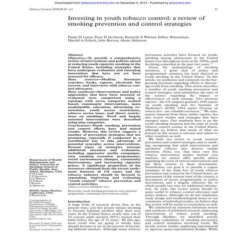 Investing in youth tobacco control