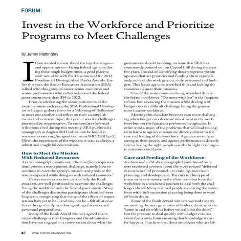 Invest in the Workforce & Prioritize Programs to Meet Challenges (Article)