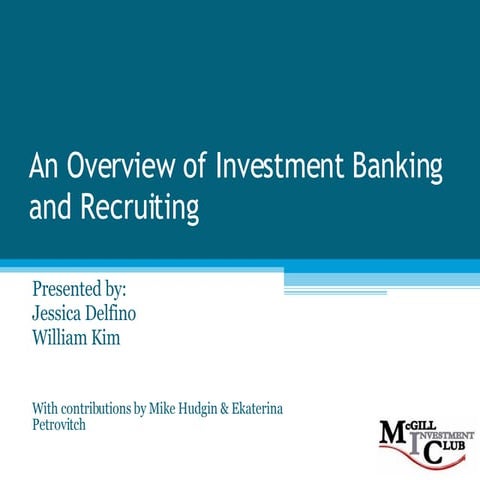 Investment Banking 101 (F08)