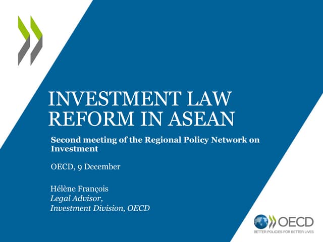 Investment law reform in ASEAN