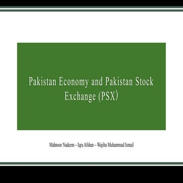 Pakistan Economy and Pakistan Stock Exchange