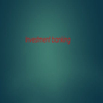 Investment banking presentation
