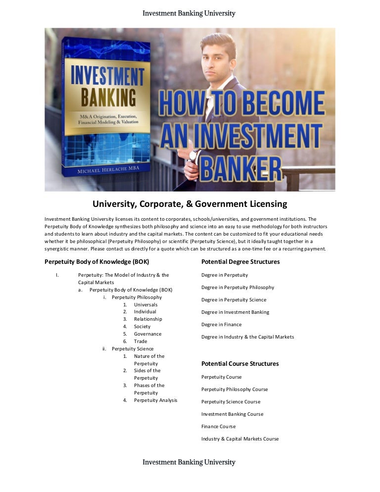 Investment Banking University Licensing Teaser