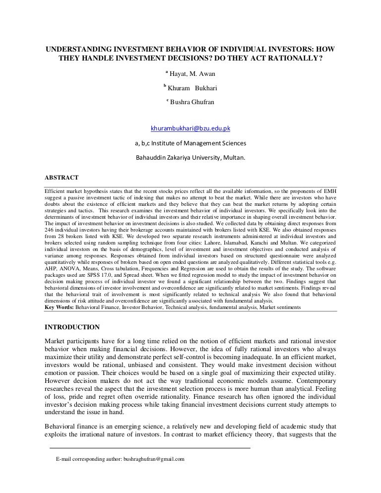 Investment behavior of individual investor