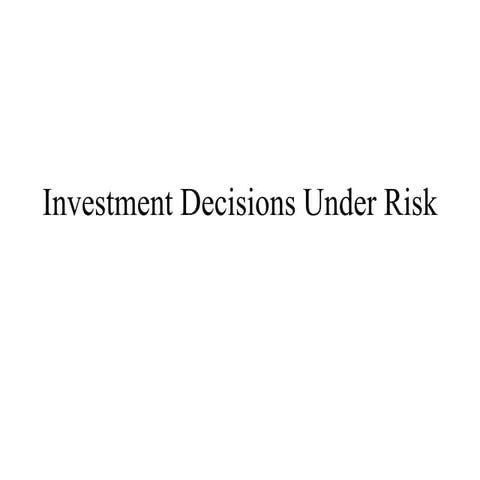 Investment decisions under risk