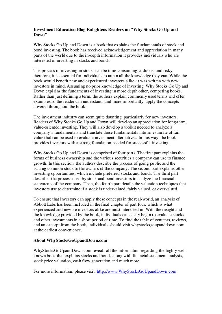 Investment Education Why Stocks Go Up And Down