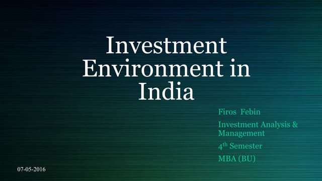 Investment environment in india