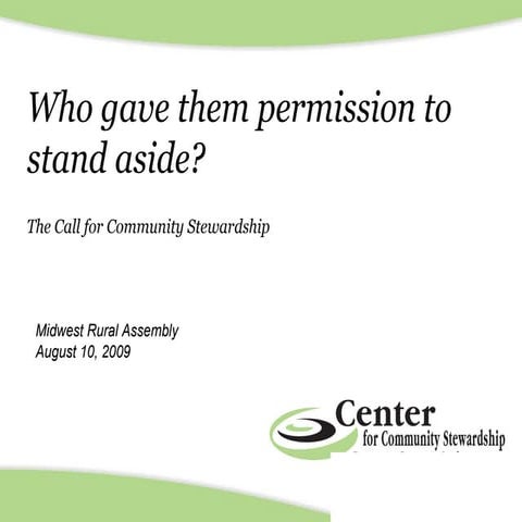 Investment In Our Communities II   8.10.09