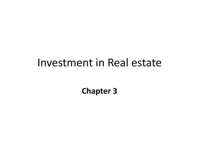 Investment in real estate