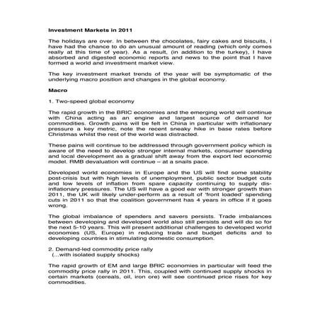 Investment Markets 2011
