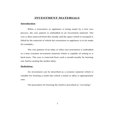 dental Investment materials/ orthodontic course by indian dental academy