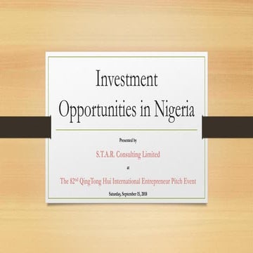 Investment opportunities in nigeria presentation | PPT
