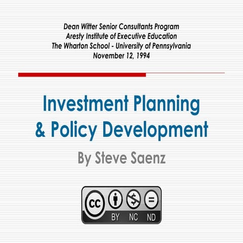 Investment Planning & Policy Development