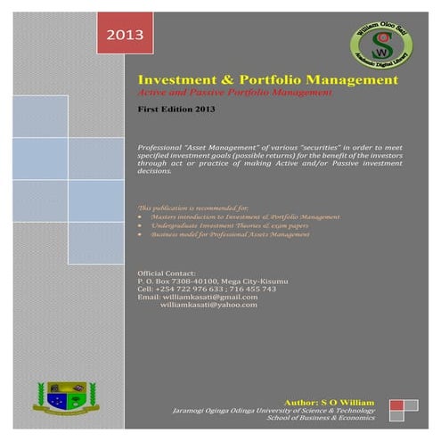 Investment and Portfolio management | PDF