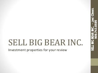 Investment properties in big Bear Lake, CA