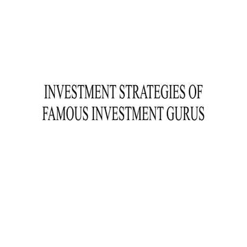 Investment strategies of famous investment gurus