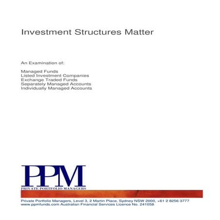 Investment Structures Matter