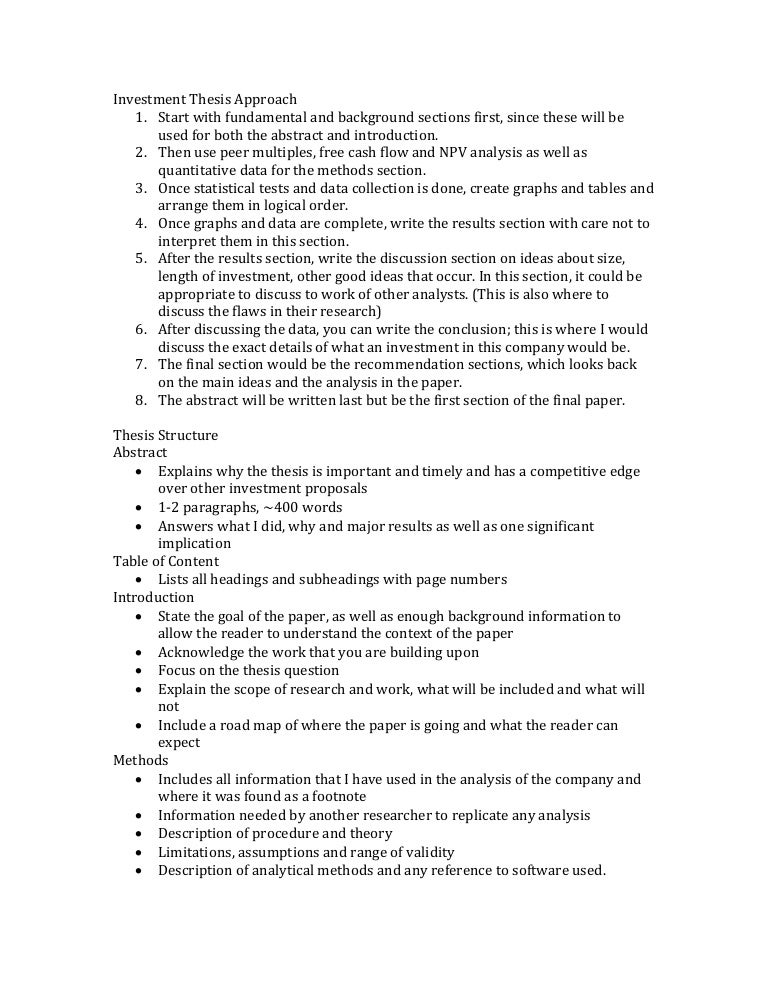 Private equity investment thesis example pdf image