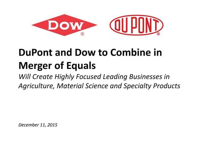 DuPont and Dow Merger Presentation 2015