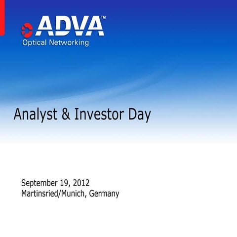 Investor Day Presentation, Sept 2012
