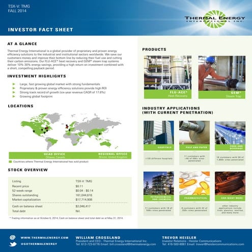 Investor Fact Sheet - Fall 2014