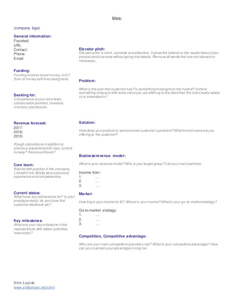 investor onepager template one pager template word