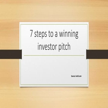 7 ways to a winning Investor pitch