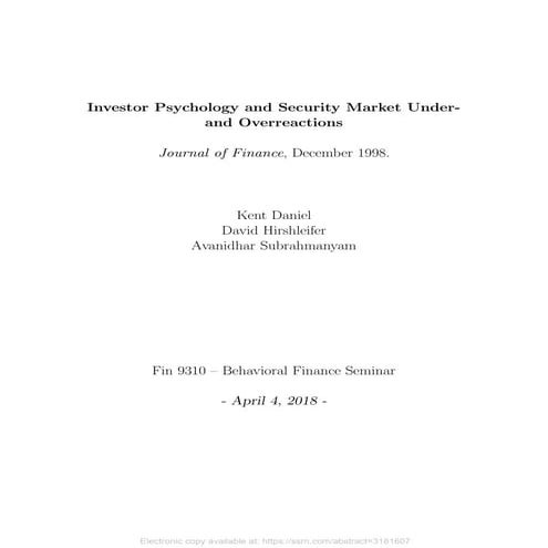 Investor psychology and security market under and overreactions, Presentation...