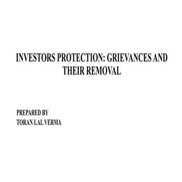 Investors Protection-Grievances and their Redressal for B.Com, M.Com