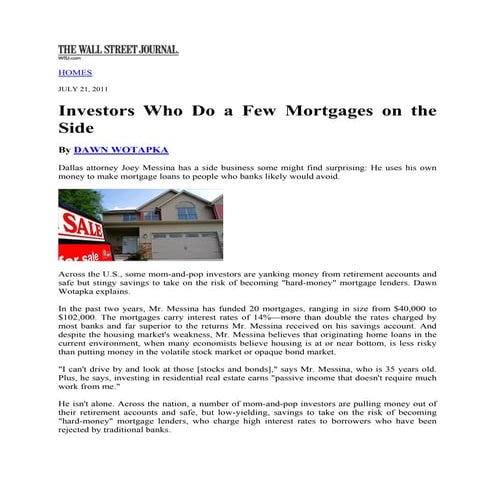 Investors Who Do a Few Mortgages on the Side