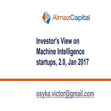 Investor's view on machine intelligence startups, 2.0, Jan 2017