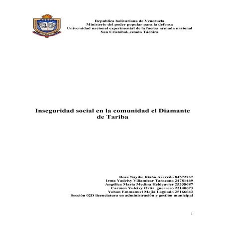 Inveztigacion comunitaria sector el diamante