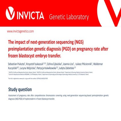 Invicta eshre-poster-pregnancy rate after frozen blastocyst