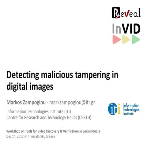 Presentation of the InVID tools for image forensics analysis