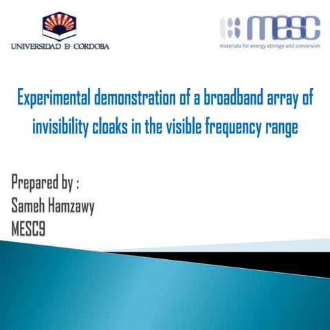 Invisibility cloaks, Prepared by : Sameh Hamzawy Egypt