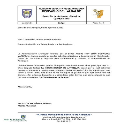 Invitación a izar banderas