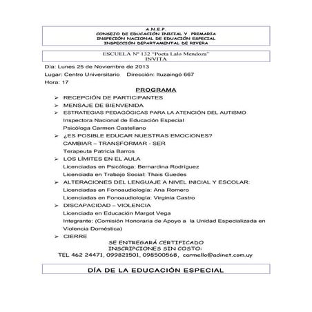 Invitación y programa  Escuela Nº 132