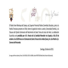 CARMELO TERESIANO: Misa de clausura V Centenario en Chile