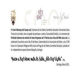 Profesión Solemne Fr Patricio Jara Arias del Niño Jesús ocd