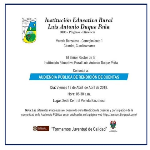 Invitacion rendicuentas 2018
