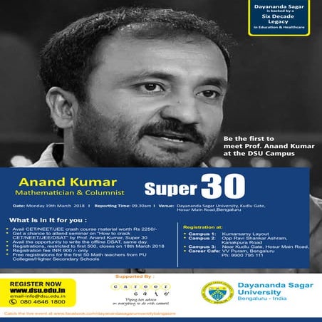 Super 30 - A talk by Prof. Anand Kumar at Dayananda Sagar University | PDF