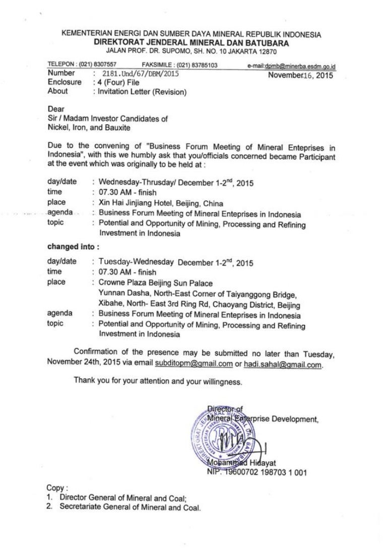 Invitation Letter Investor Candidates