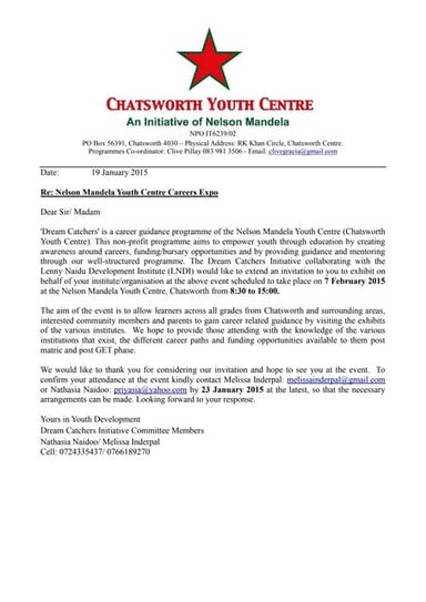 Invitation letter to careers expo 2015