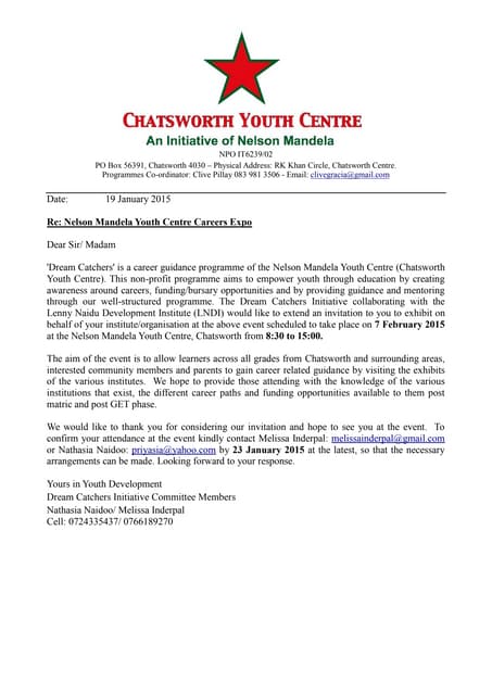 Invitation letter to careers expo 2015