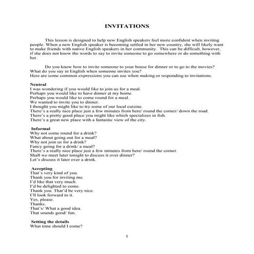 Invitations and Replies to Invitations