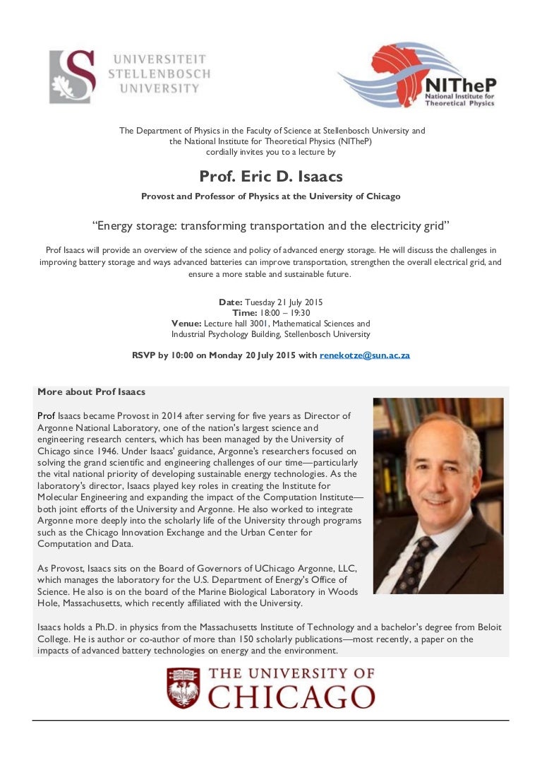 Invitation to guest lecture at Stellenbosch University: Provost and P…